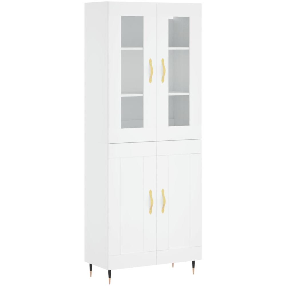 Credenza Bianca 69,5x34x180 Cm In Legno Multistrato - Foto 2