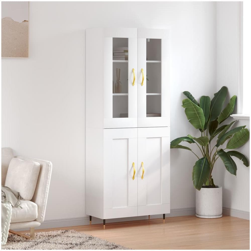 Credenza Bianca 69,5x34x180 Cm In Legno Multistrato - Foto 1