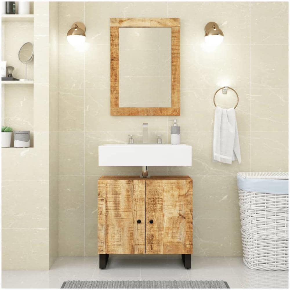 Mobile Lavabo 62x33x58cm Legno Massello Mango Legno Multistrato - Foto 1