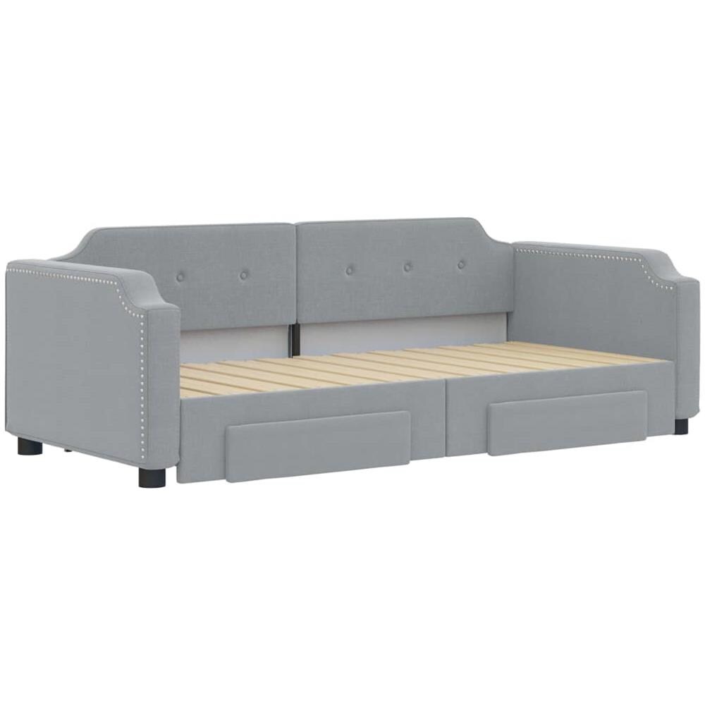 Divano Letto Estraibile Cassetti Grigio Chiaro 90x200cm Tessuto - Foto 3