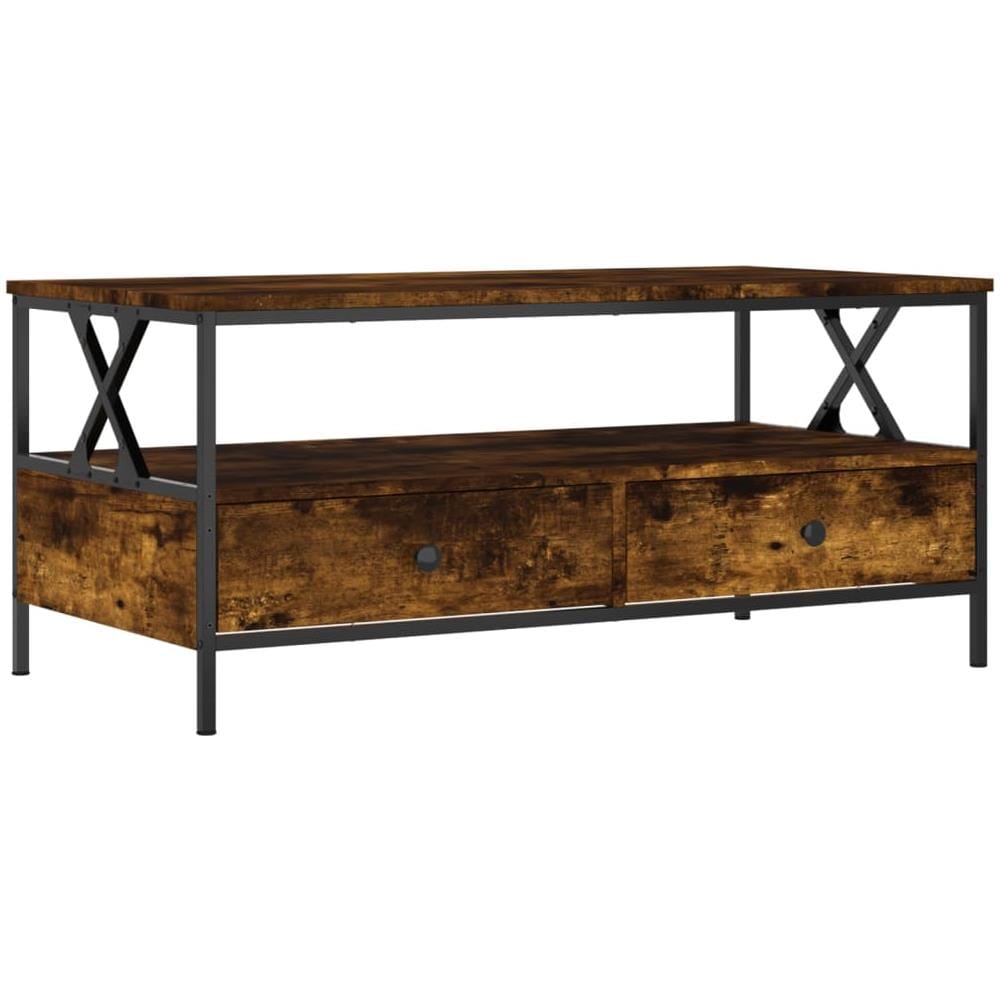 Tavolino Da Salotto Rovere Fumo 100x51x45 Cm Legno Multistrato - Foto 2