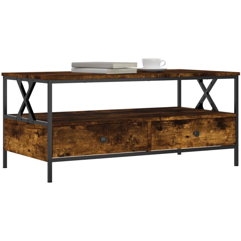 Tavolino Da Salotto Rovere Fumo 100x51x45 Cm Legno Multistrato - Foto 3