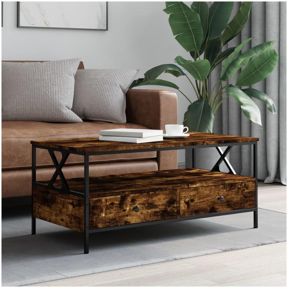 Tavolino Da Salotto Rovere Fumo 100x51x45 Cm Legno Multistrato - Foto 1