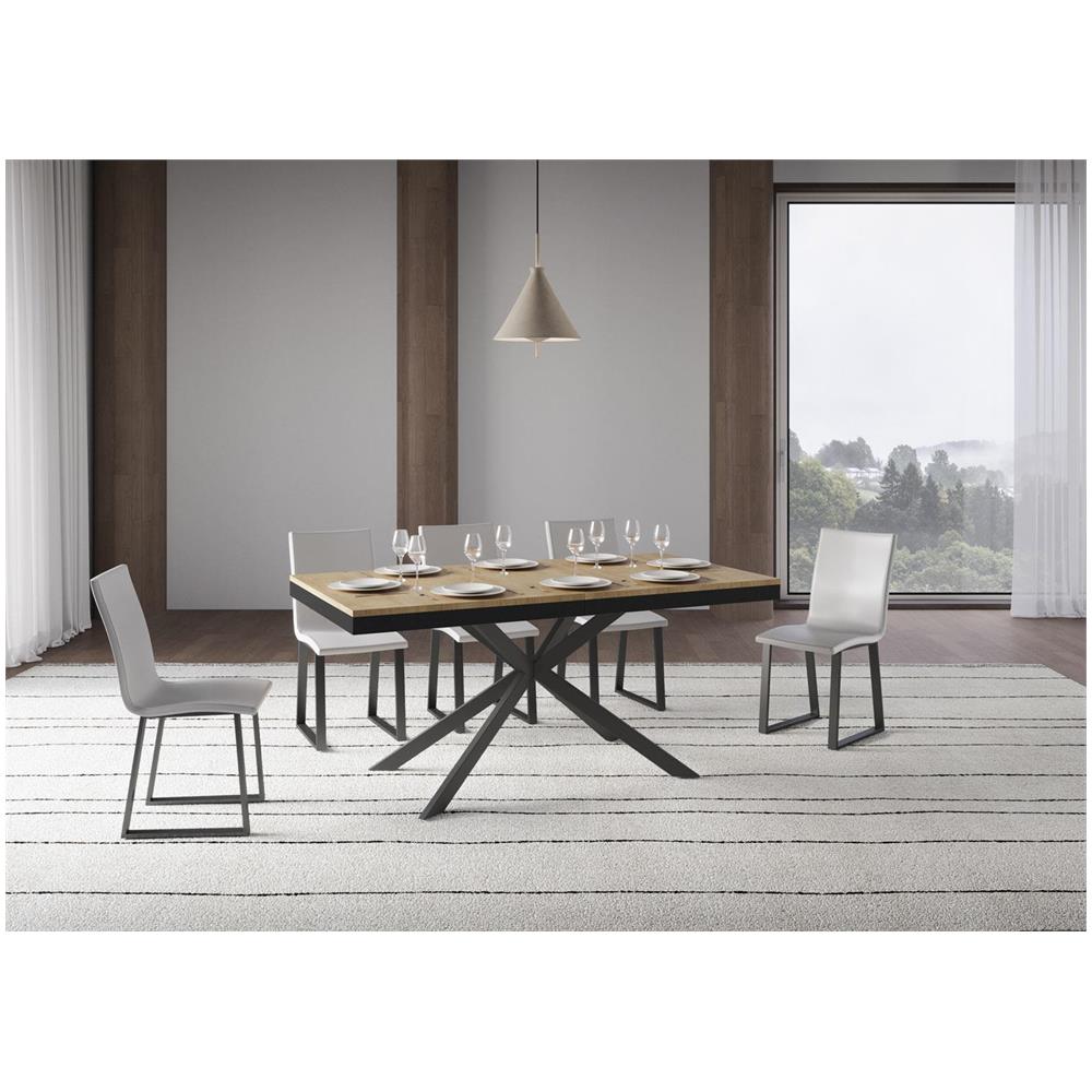 Tavolo allungabile 90x160/420 cm Plaker Evolution quercia natura telaio antracite - Foto 2