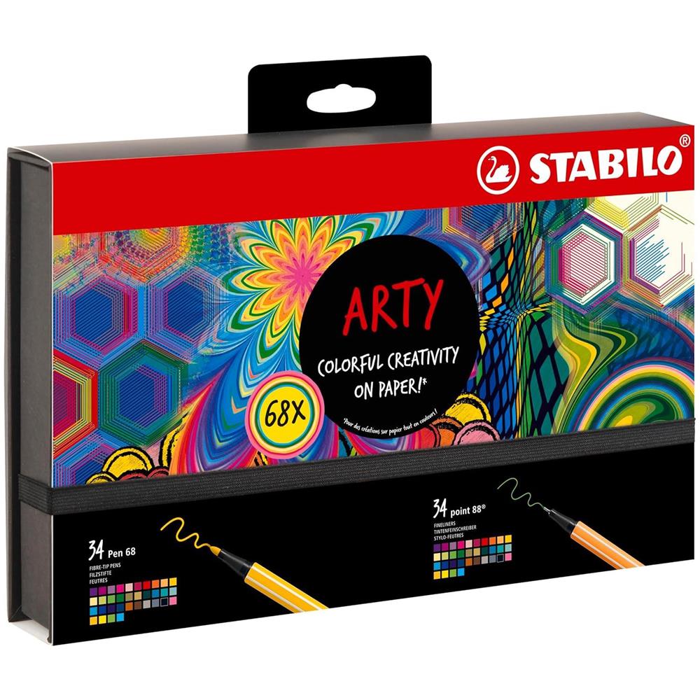 ARTY Creative Set - Set Creativo - Cofanetto da 68 - 34 Fineliner point 88 + 34 Pennarelli Premium Pen 68 - Foto 2