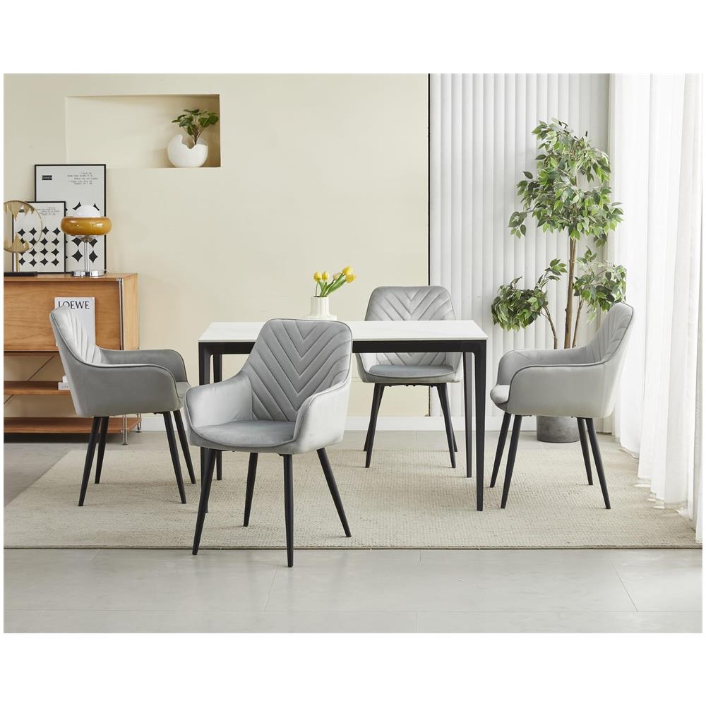 Sedia da pranzo WAAV - Velluto grigio argento con gambe nere x 1 - Foto 8