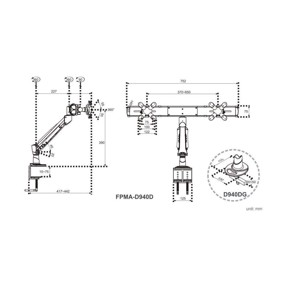 Desk Mount Dual 10-24in Gas Sil Grm. Max 15kg. Vesa75x75to100x100mm - Foto 2