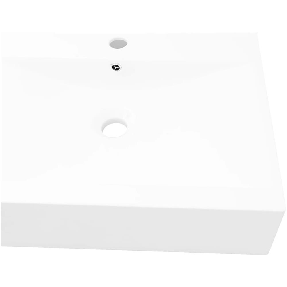 Lavello Bianco In Ceramica Rettangolare Con Foro Rubinetto 60 X 46 Cm - Foto 6