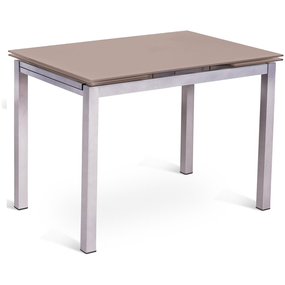 Tavolo Da Pranzo Allungabile In Vetro Cappuccino E Base Silver Baud 110 Cm Om 079 C - Foto 2