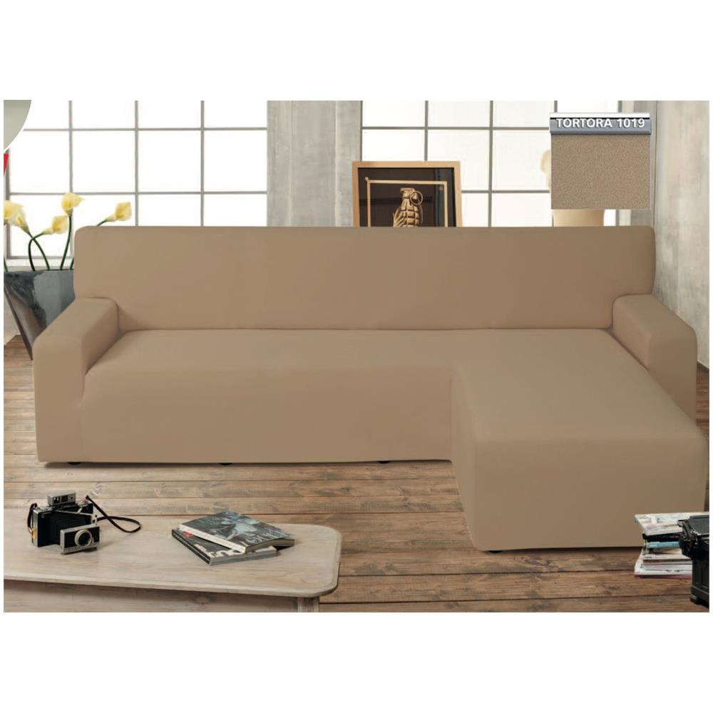 Copridivano Genius Con Penisola Chaise Longue Modello Swing Colore Tortora Destra Tortora - Foto 2