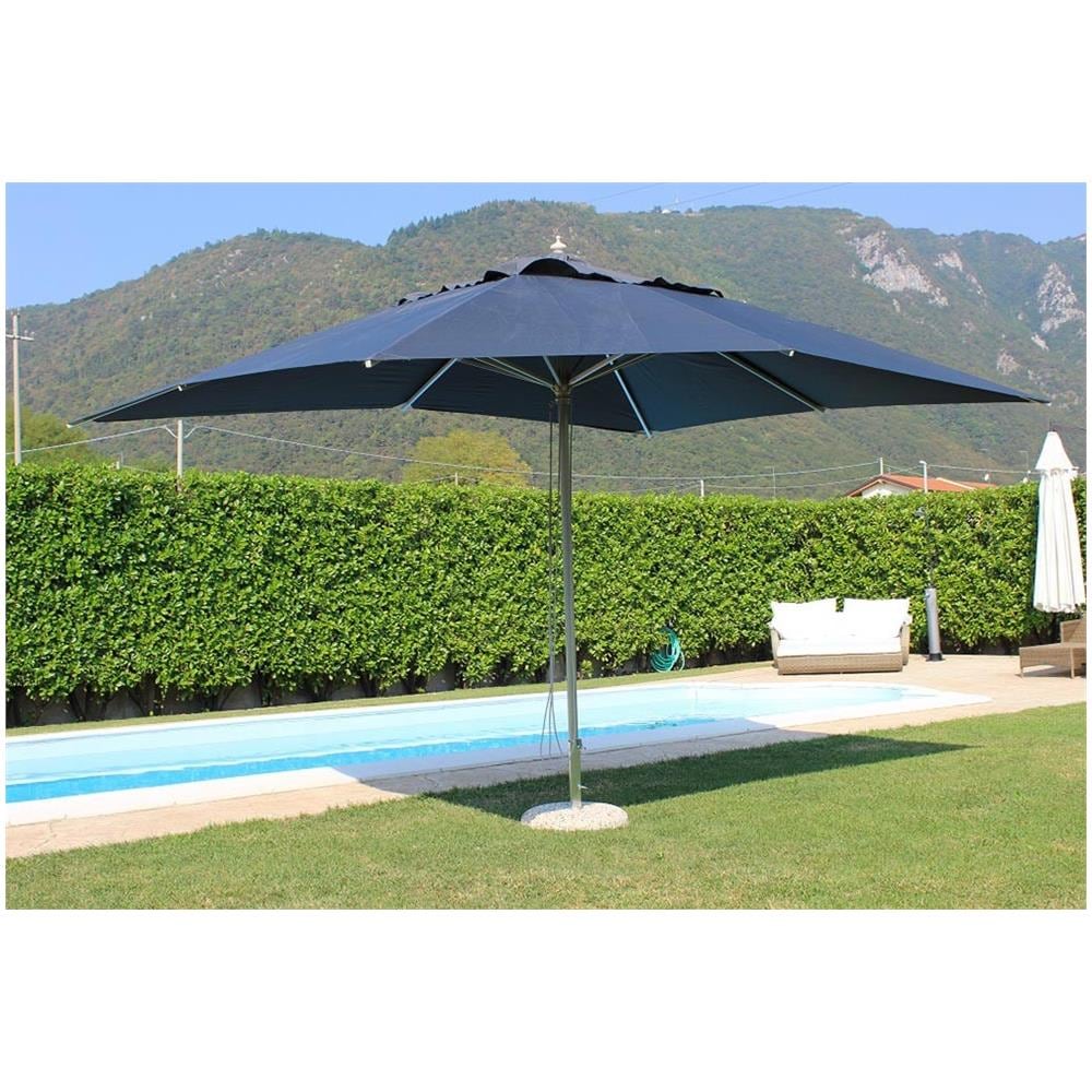 Ombrellone 3 X 3 Palo Centrale Alluminio Grigio Scuro Per Esterno Giardino, Ristorante, Gelateria Bar Hotel Albergo - Foto 1