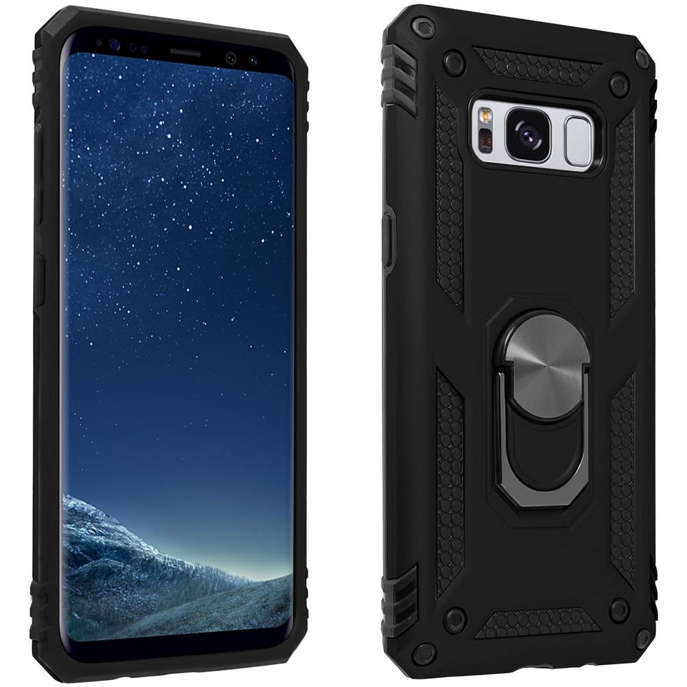 Cover Galaxy S8 Bi-materia Rigida Morbida Anello Magnetico Stand Nero - Foto 1