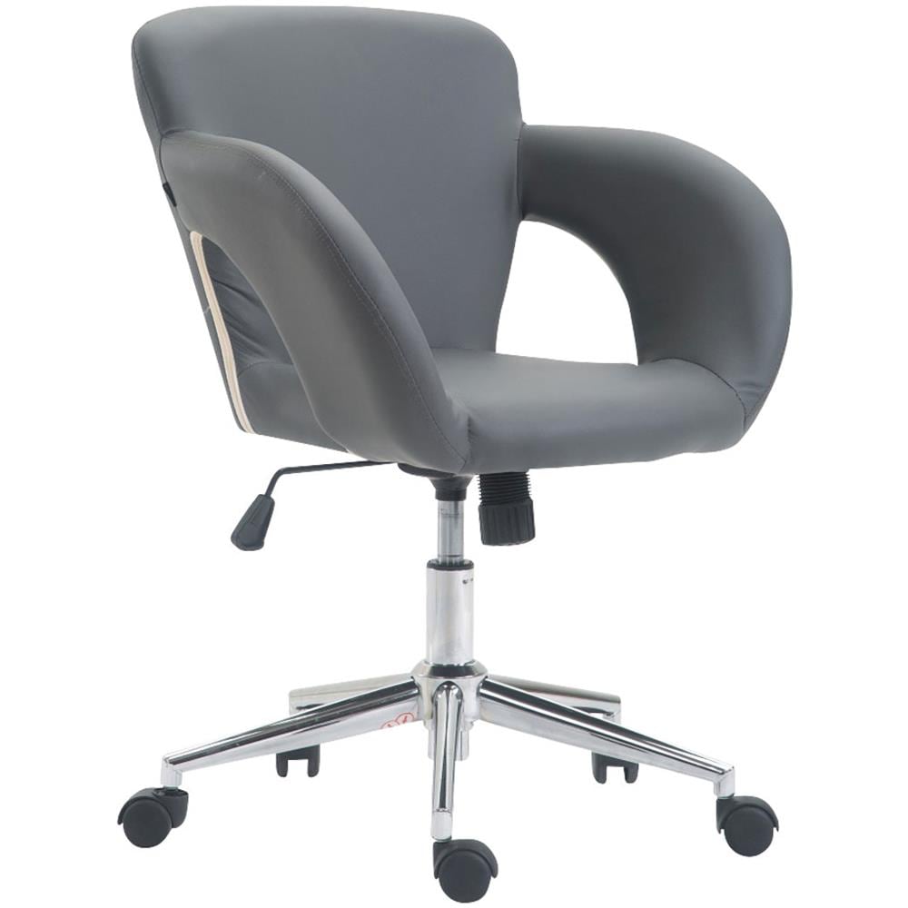 Sedia Ufficio Edison in Similpelle E Metallo I Sedia Design Scrivania Imbottita E Oscillante I Poltrona Studio Regolabile con 5 Ruote Grigio - Foto 1