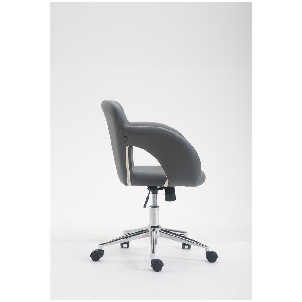 Sedia Ufficio Edison in Similpelle E Metallo I Sedia Design Scrivania Imbottita E Oscillante I Poltrona Studio Regolabile con 5 Ruote Grigio - Foto 3