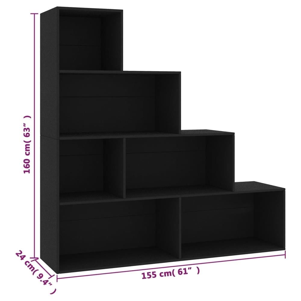 Libreria /Divisorio Nero 155x24x160 cm in Legno Multistrato - Foto 5