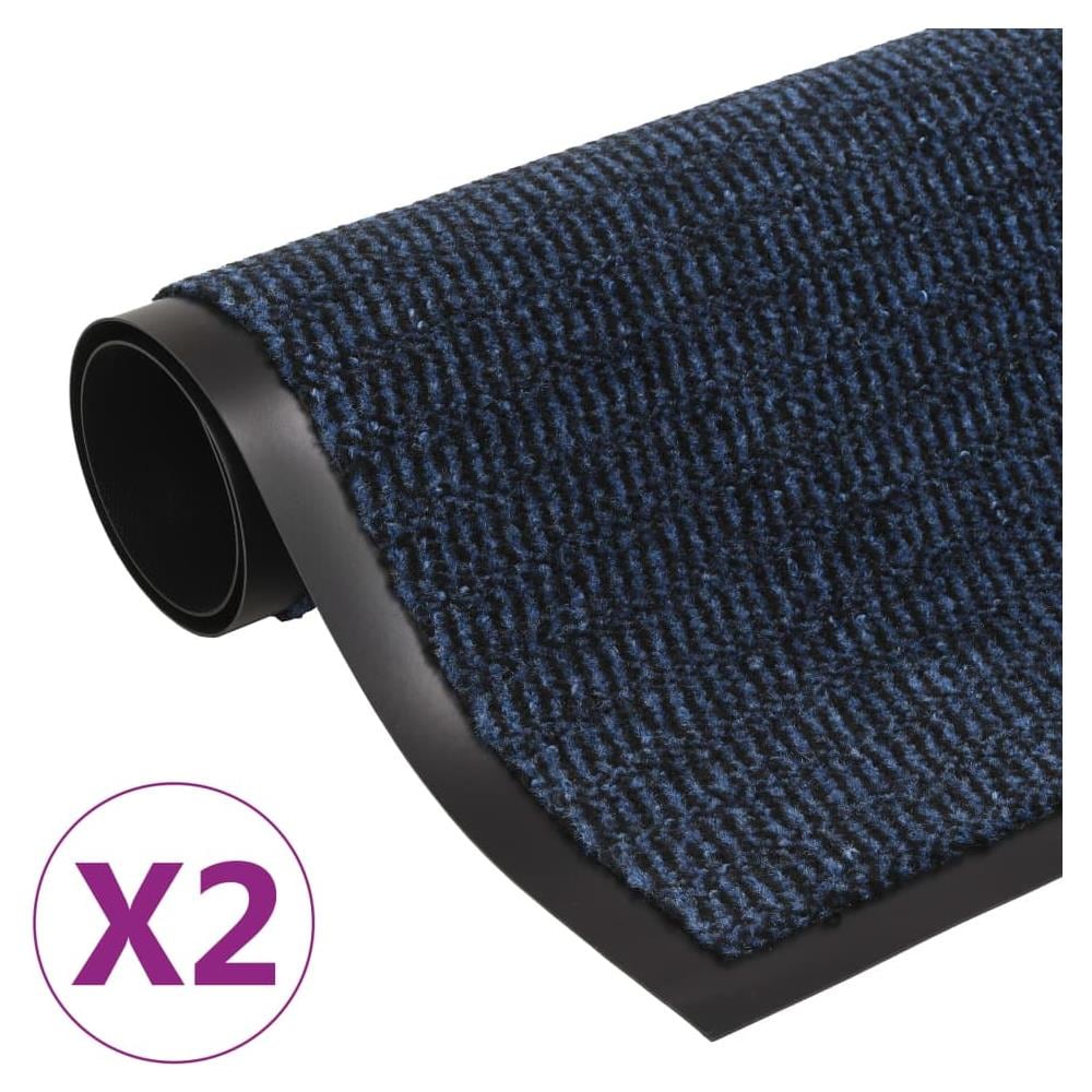 Tappeti Antipolvere 2 Pz Rettangolari Trapuntati 40x60 Cm Blu - Foto 1