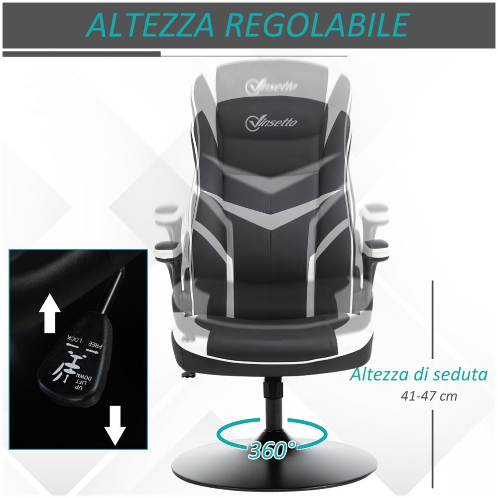 Sedia Poltrona Gaming Da Ufficio, Altezza Regolabile E Braccioli Pieghevoli - Foto 8