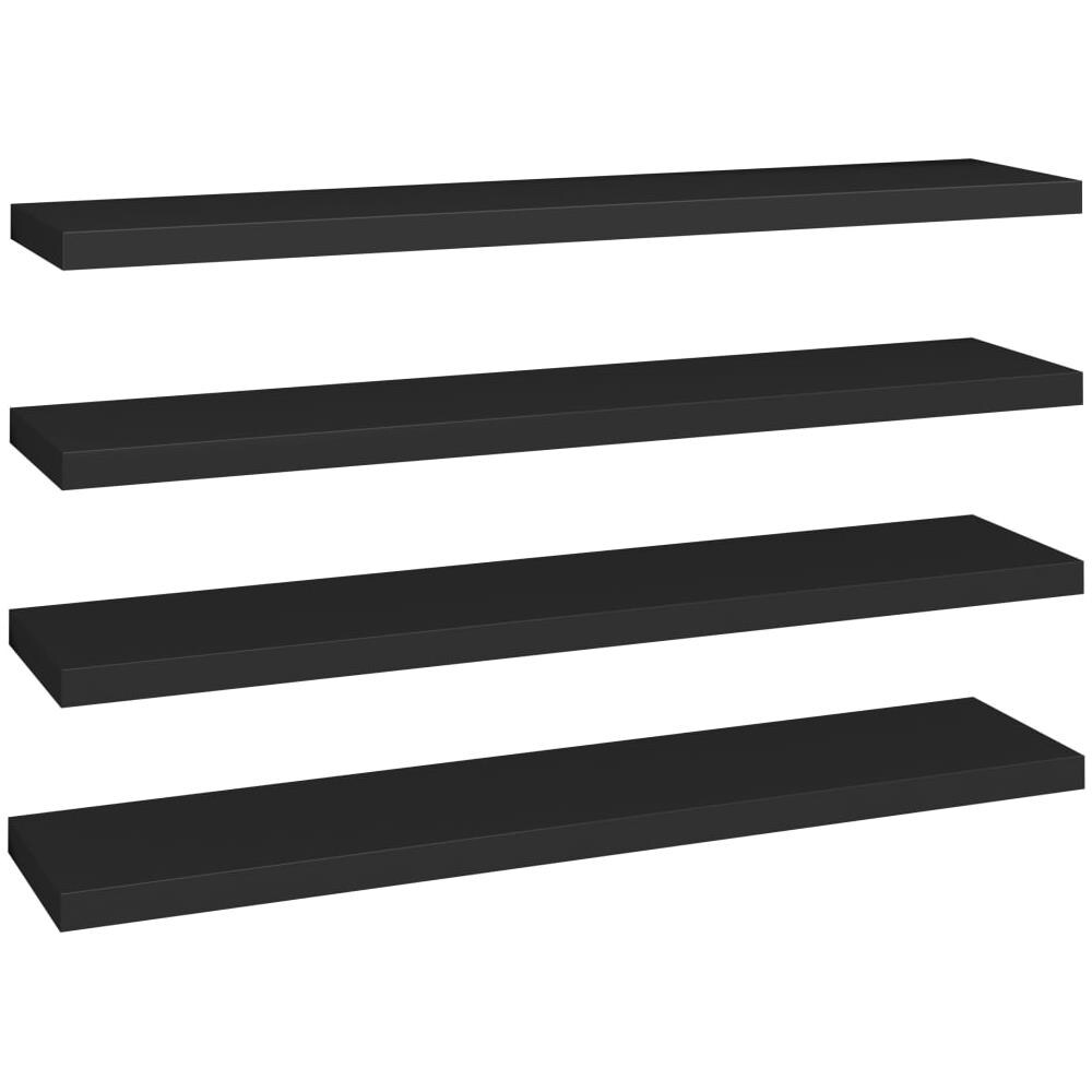 Scaffali A Parete 4 Pz Neri 120x23,5x3,8 Cm In Mdf - Foto 2