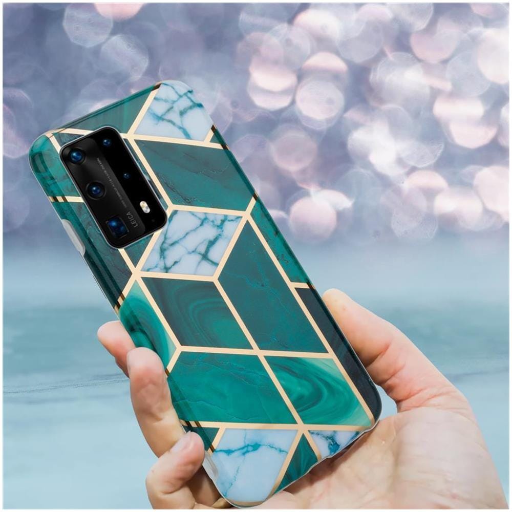 Custodia Compatibile Con Huawei P40 In Marmo Oro Bianco Verde Scuro No. 6 - Coperchio Protettivo In Silicone Tpu Con Motivo A Mosaico - Foto 8