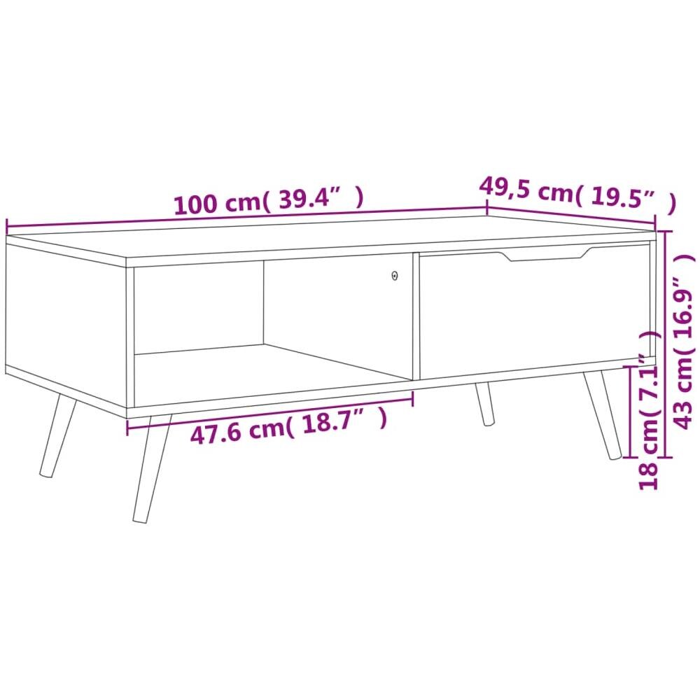 Tavolino Salotto Rovere Fumo 100x49,5x43 cm Legno Multistrato - Foto 6