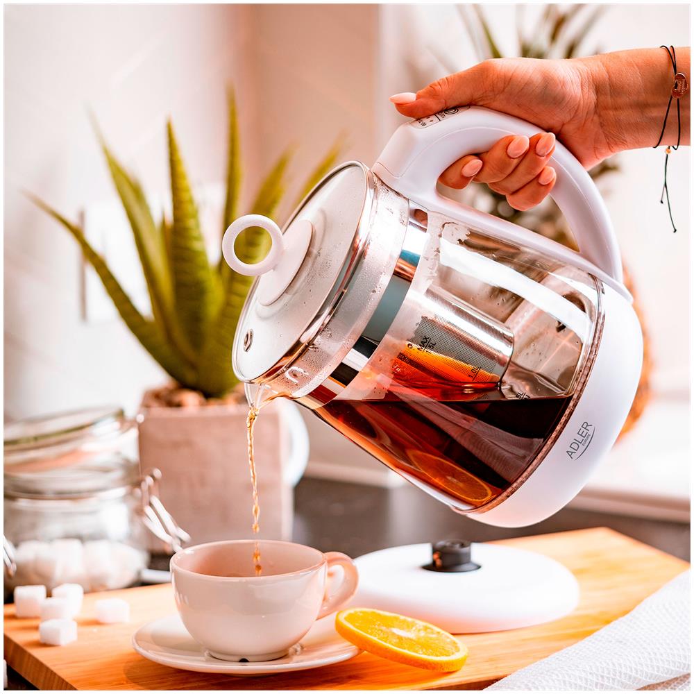 Bollitore Elettrico AD 1299 Capacità 1.5 litri Potenza 2200 W Colore Bianco / Trasparente - Foto 2