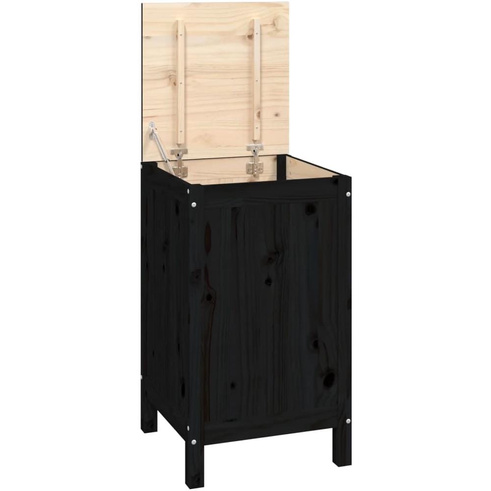 Contenitore Per Bucato Nero 44x44x76 Cm Legno Massello Pino - Foto 2