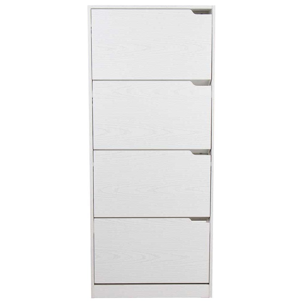 Scarpiera 4 Ante Ripiani Doppia Profondita Legno Mdf 63x24x150 Bianco Frassinato - Foto 2