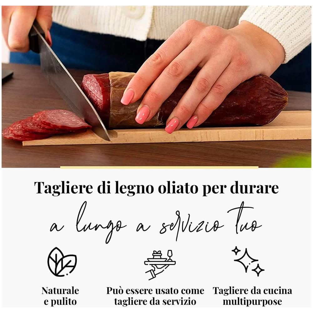 Tagliere Per Salumi In Legno - Piatto Di Servizio 37x5,5 Cm - Foto 2