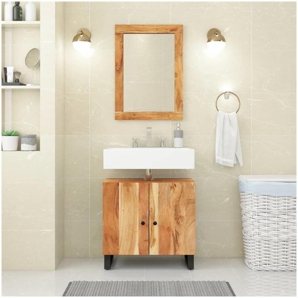 Mobile Lavabo 62x33x58 Cm Legno Massello Acacia E Multistrato - Foto 1
