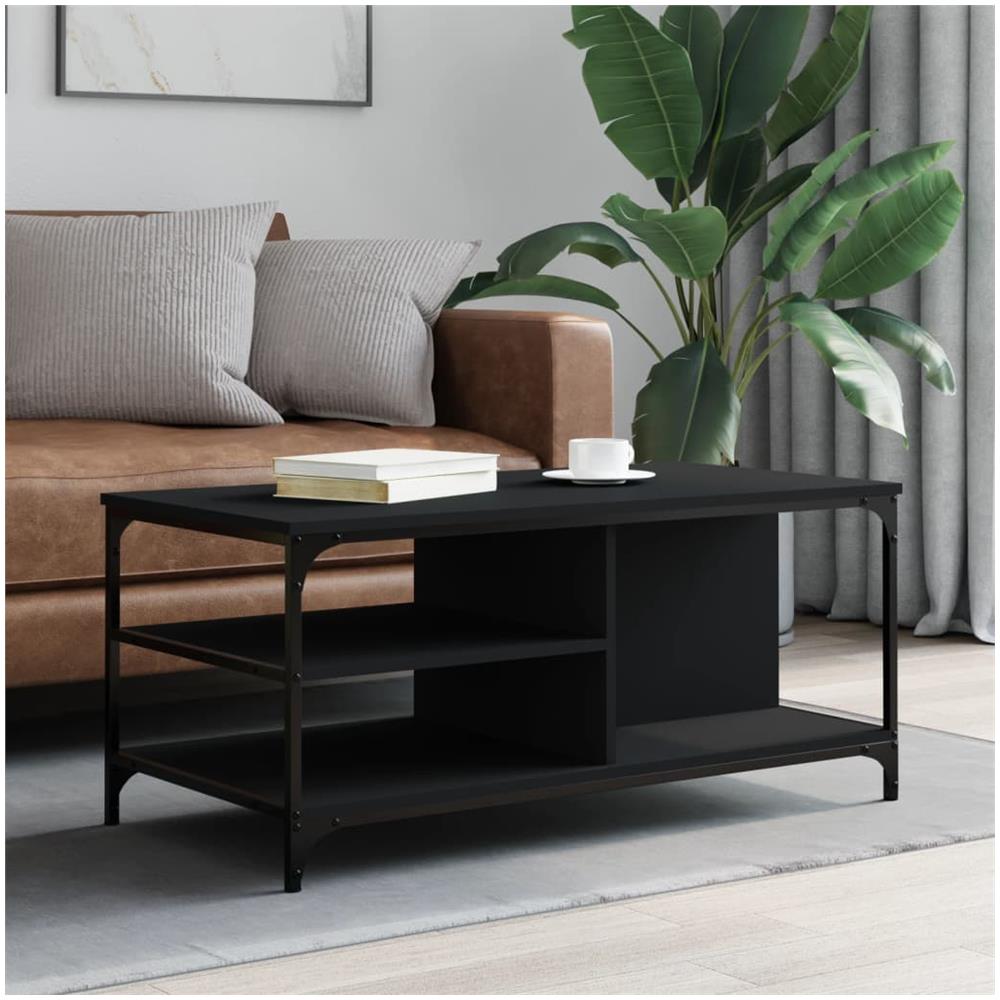 Tavolino Da Salotto Nero 100x50x45 Cm In Legno Multistrato - Foto 1