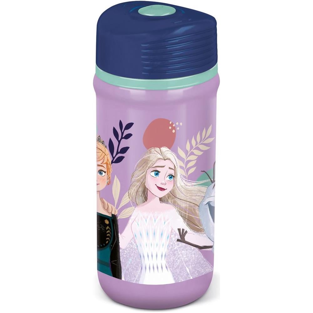 Disney Borraccia Lilla E Viola In Plastica Per Bambini Elsa Anna Olaf 390 Ml Con Chiusra Antigoccia - Foto 1