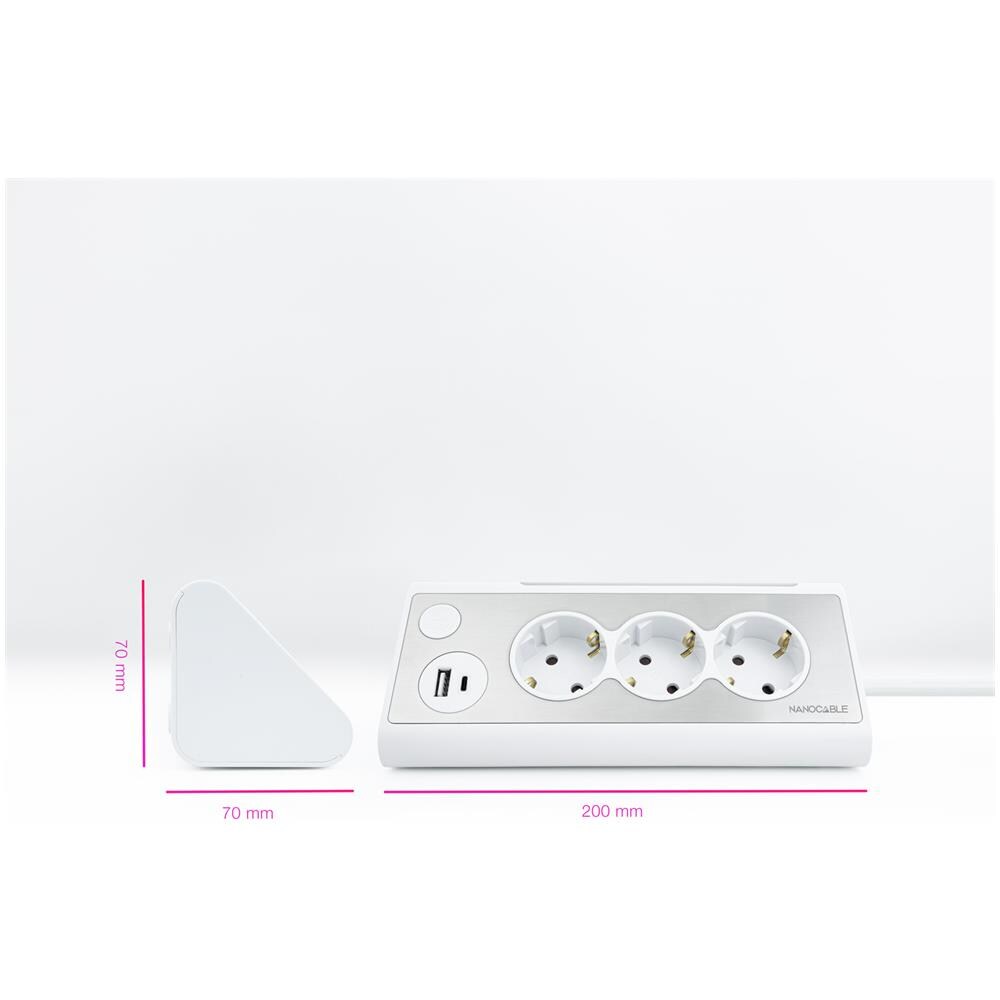 10.37.0013-W prolunghe e multiple 1,5 m 3 presa (e) AC Interno Alluminio, Bianco - Foto 2
