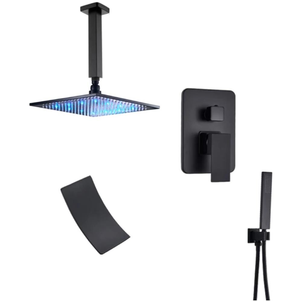 Set miscelatore doccia, Blackswan, tipo M3.12 LED, modello nero opaco, misura 30 cm - Foto 1