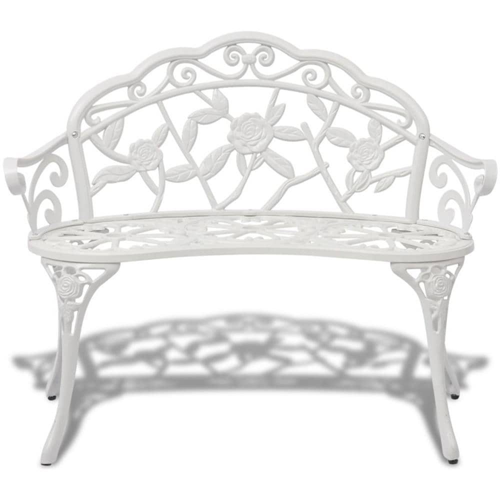 Panchina da Giardino 100 cm in Alluminio Pressofuso Bianco - Foto 2