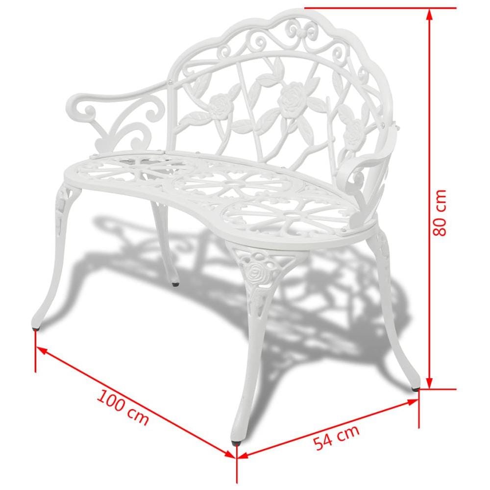 Panchina da Giardino 100 cm in Alluminio Pressofuso Bianco - Foto 7