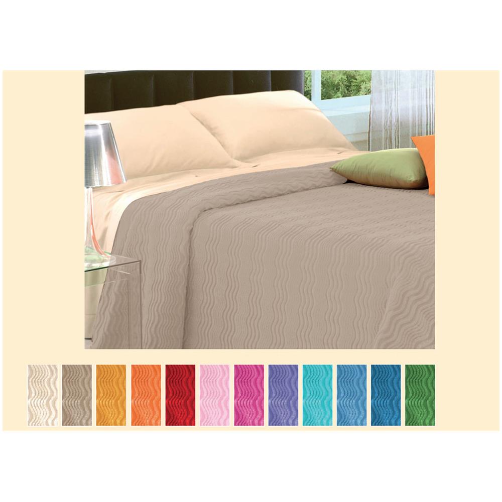 Copriletto Tinta Unita In Morbidissima Ciniglia A Onde 100% Cotone Vari Colori Singolo Tortora 2 - Foto 3