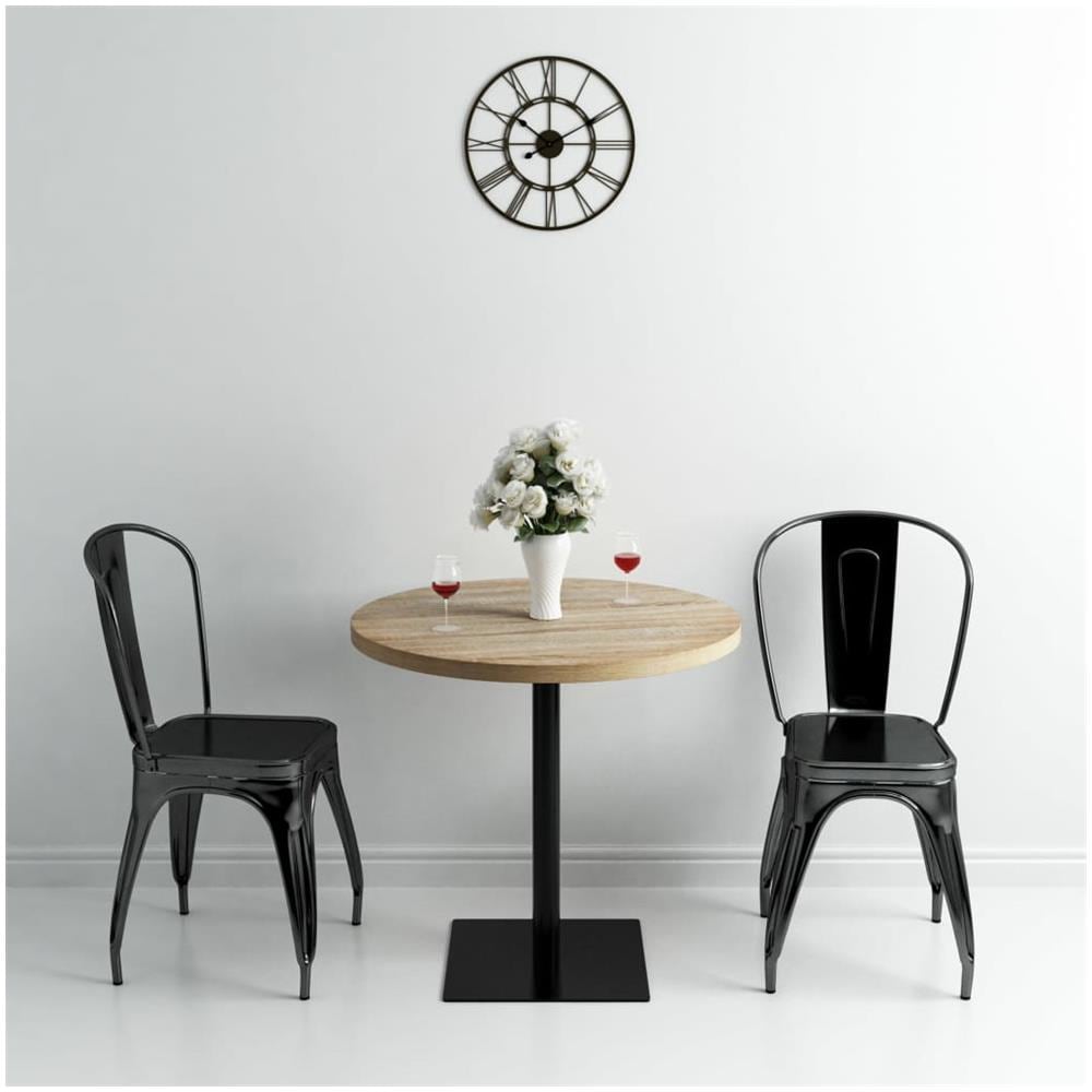 Tavolo Bistrot In Mdf E Acciaio Rotondo 80x75 Cm Colore Rovere - Foto 2