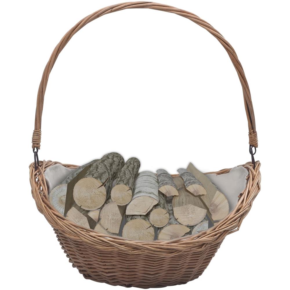 Cesta Legna Da Ardere Con Manico 57x46,5x52cm Marrone In Salice - Foto 1