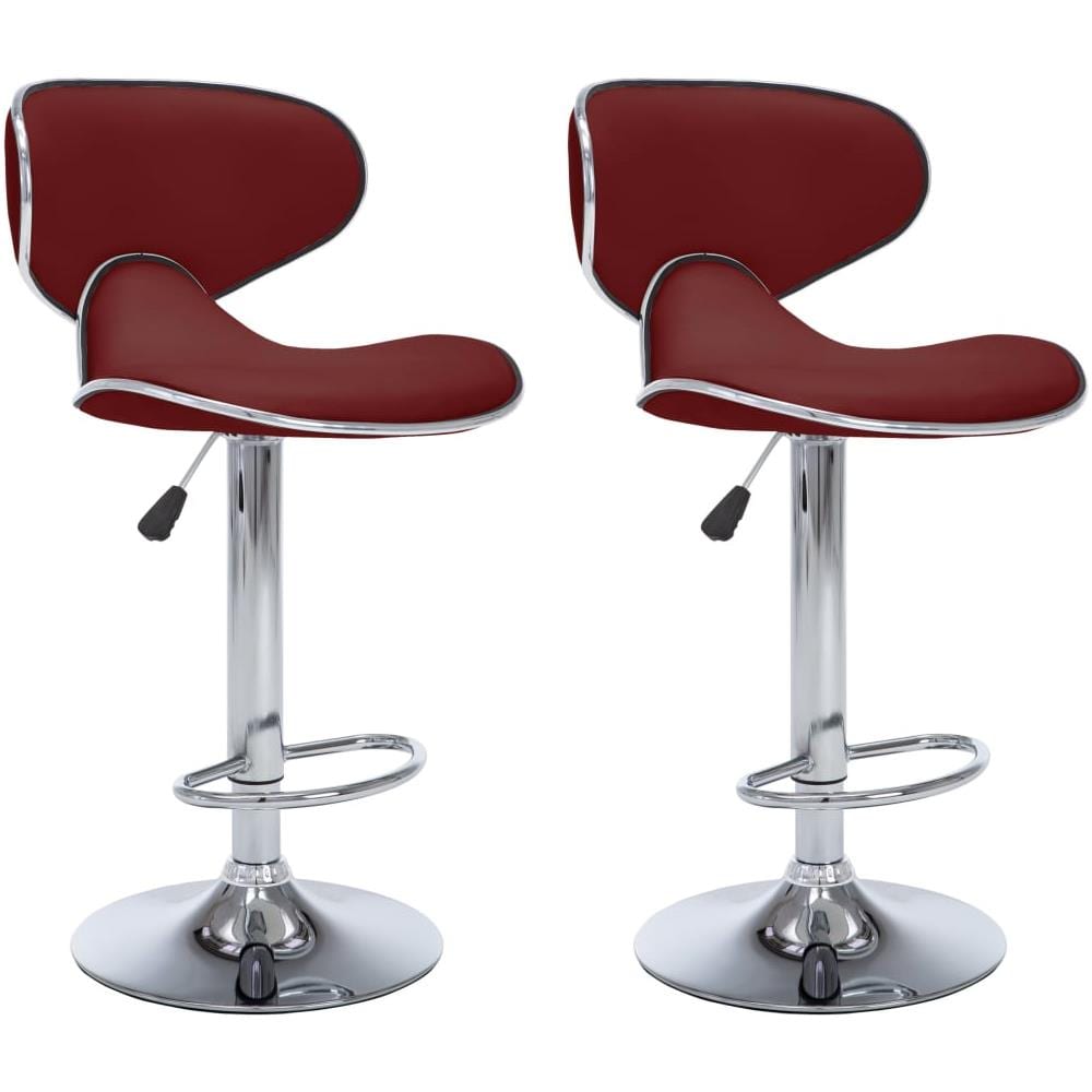 323649 Bar Stools 2 pcs Wine Red Faux Leather - Foto 2
