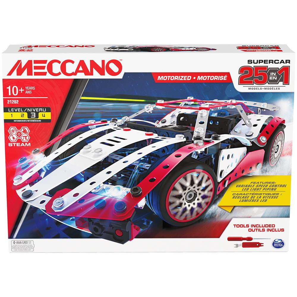 Meccano, Multimodello Da 25 Supercar Motorizzata, Kit Di Costruzioni Con 347 Pezzi, Attrezzi E Fari Funzionanti - Dai 10 Anni - Foto 9