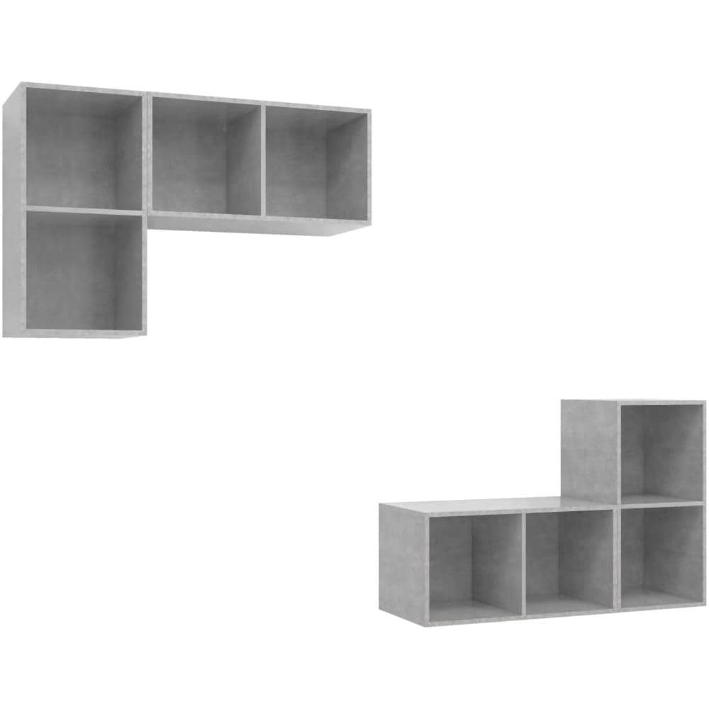 Mobile TV a Parete 4 pz Grigio Cemento in Truciolato - Foto 1