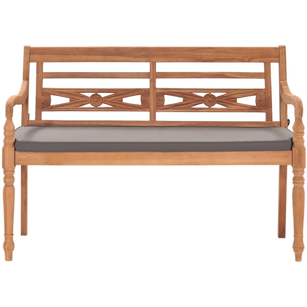 Panca Batavia con Cuscino Grigio Scuro 120 cm Massello di Teak - Foto 2