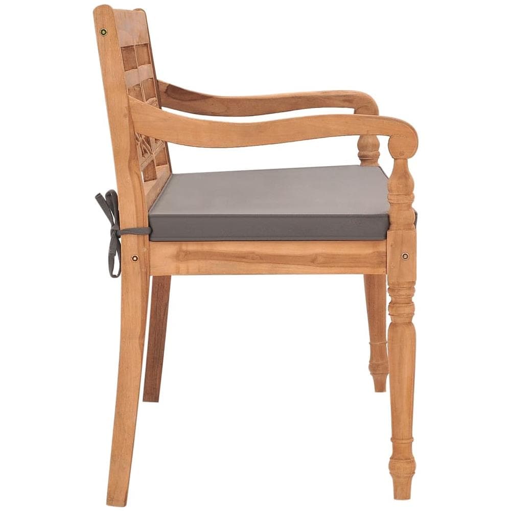 Panca Batavia con Cuscino Grigio Scuro 120 cm Massello di Teak - Foto 3