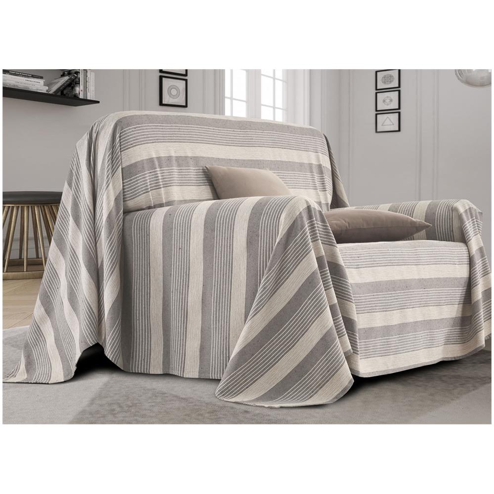 Telo Arredo Copridivano Multiuso Copritutto Cotone Modello Sharane Arredatutto 1 Piazza Naturale-Tortora - Foto 1