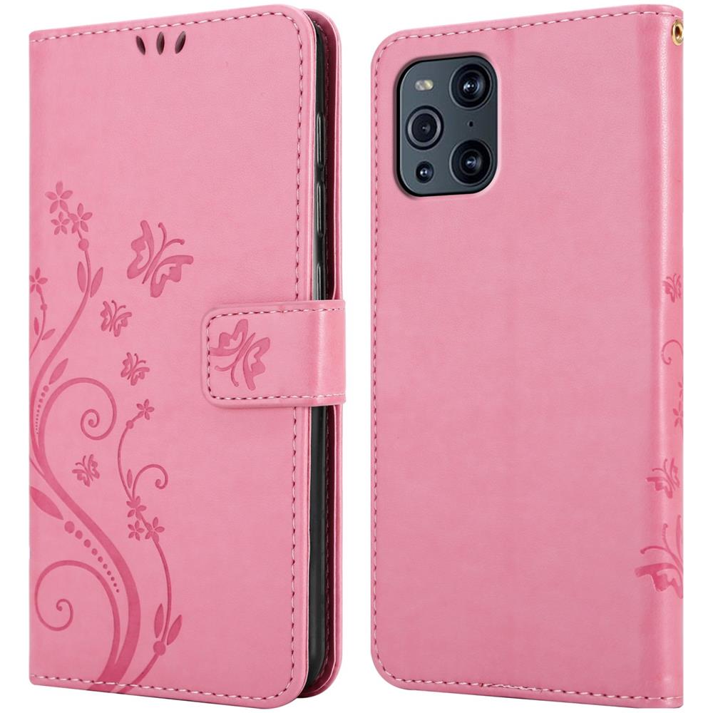 Custodia Compatibile Con Oppo Find X3 Pro In Rosa Fiore - Coperchio Protettivo In Design Floreale Con Chiusura Magnetica, Funzione Stand E Slot Per Carte - Foto 7