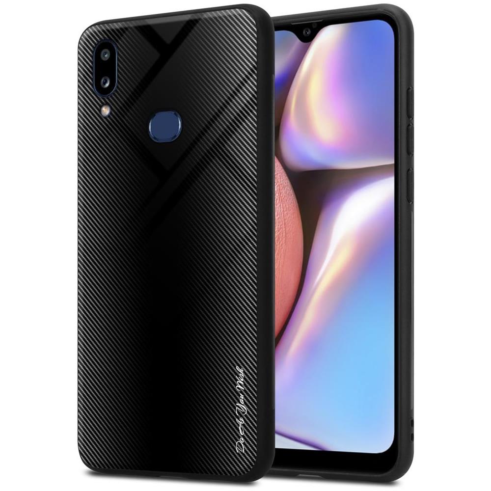 Custodia Compatibile Con Samsung Galaxy A10s - Ottica A Strisce In Opale Nero - Coperchio Protettivo In Vetro Temperato E Silicone Tpu - Foto 1