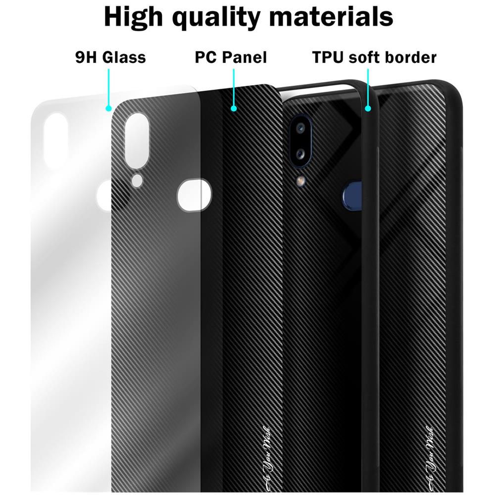 Custodia Compatibile Con Samsung Galaxy A10s - Ottica A Strisce In Opale Nero - Coperchio Protettivo In Vetro Temperato E Silicone Tpu - Foto 7