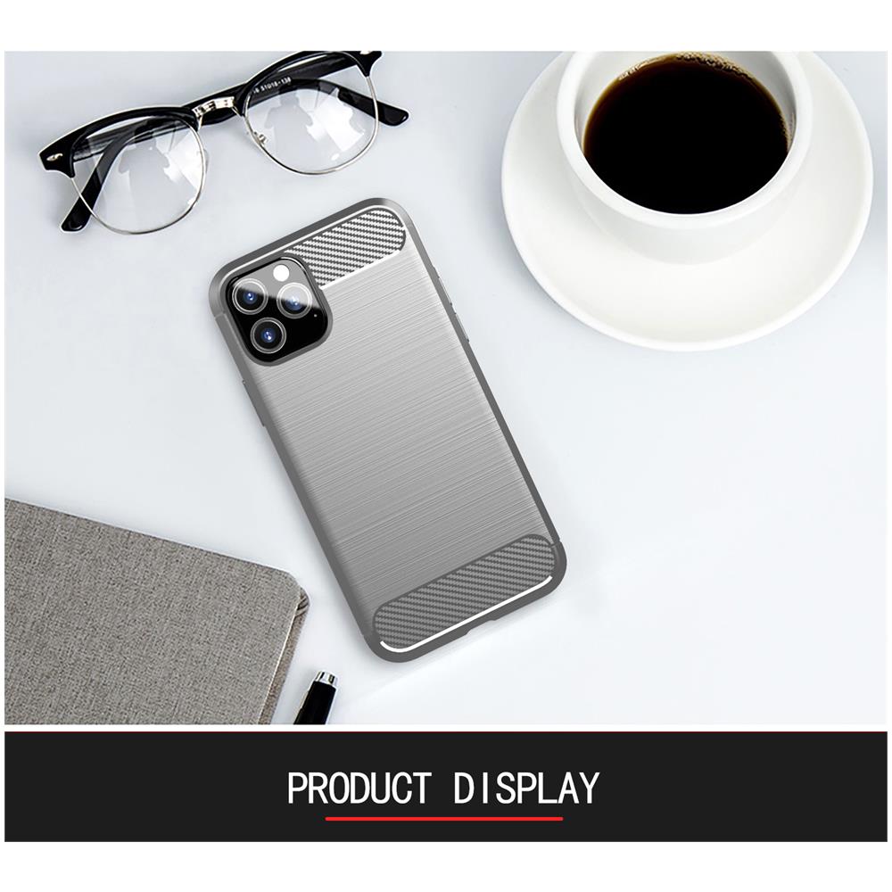 Custodia Compatibile Con Apple Iphone 11 Pro Max In Brusched Grigio - Coperchio Protettivo In Silicone Tpu Flessibile In Look Acciaio Inossidabile-fibra Di Carbonio - Foto 7