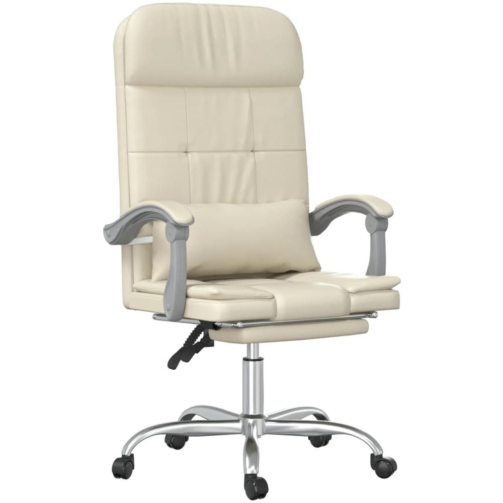 Poltrona Da Ufficio Massaggiante Reclinabile Crema Similpelle - Foto 2