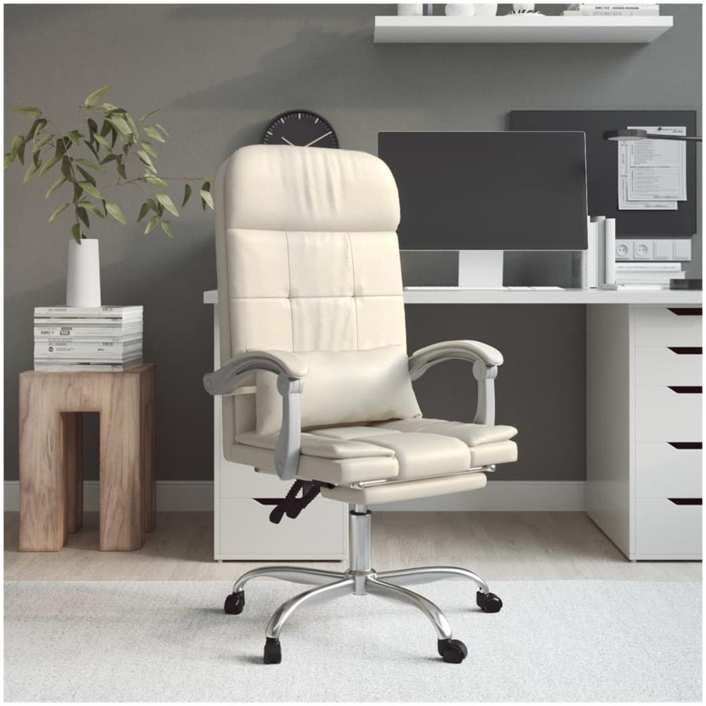 Poltrona Da Ufficio Massaggiante Reclinabile Crema Similpelle - Foto 1